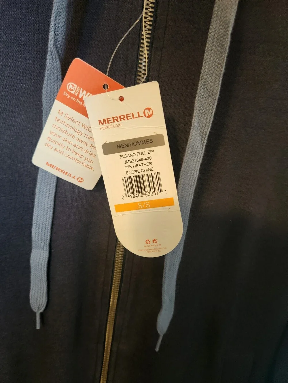 NWT Men' Merrell Zip Hoodie Size Small - Picture 2 of 7